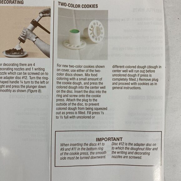 Hutzler Gerda Cookie Press & Food Decorator Easy Action Shapes Two Tone Vtg NOS - Picture 10 of 15